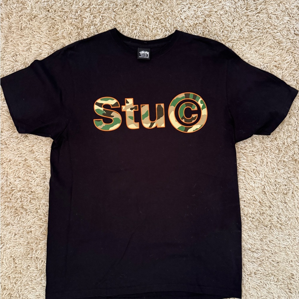 Black T-Shirt with Camo Logo